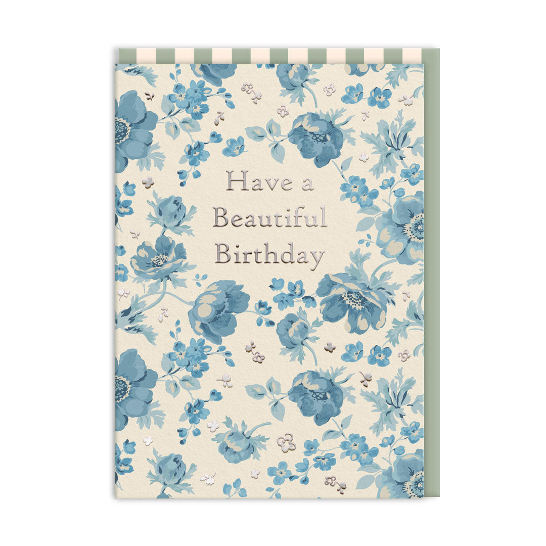 Beautiful Birthday Blue Anemone Greeting Card