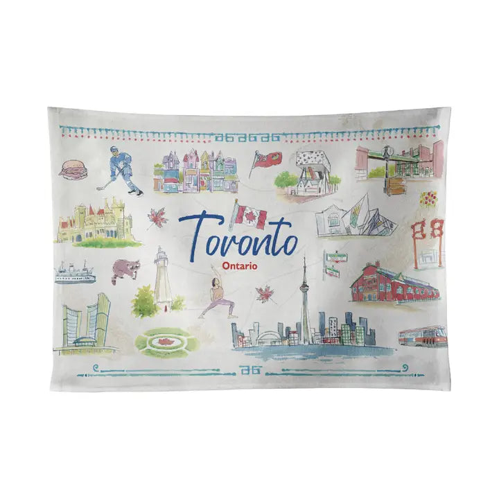 Toronto Ontario City Landmark Tea Towel Blue