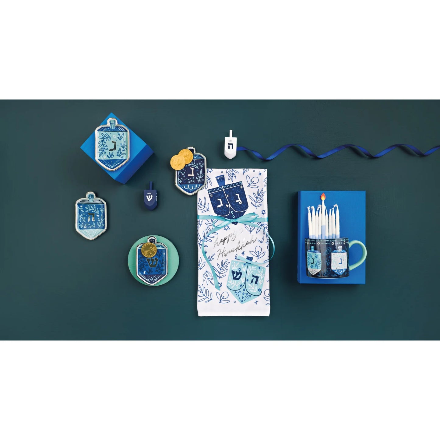 Deco Dreidels Printed Tea Towel