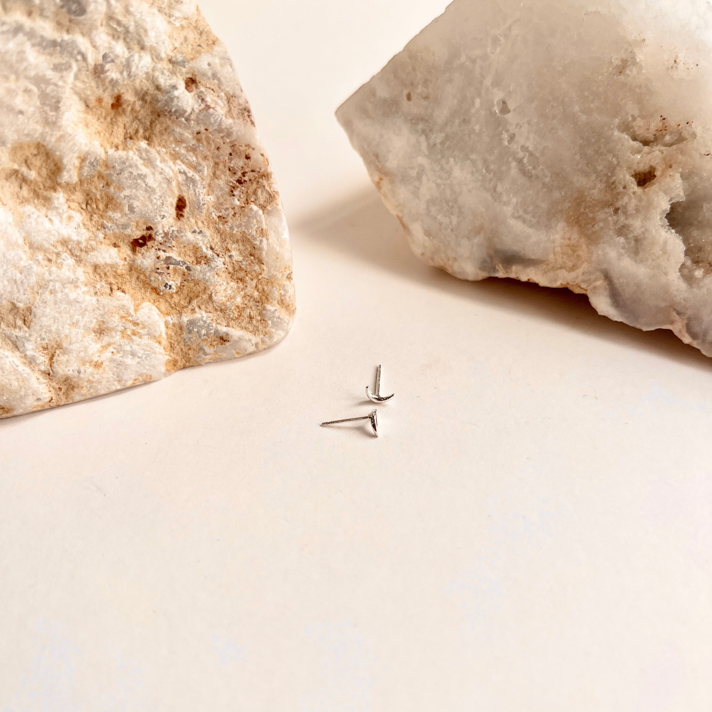 Tiny Crescent Moon Stud Earrings