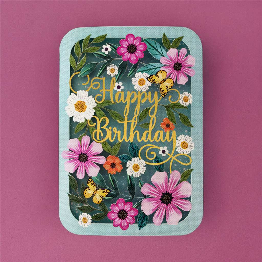 Happy Birthday Floal Laser Cut Card