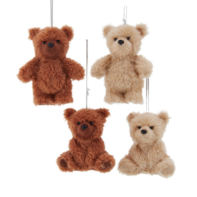 F40 - Furry Teddy Bear Christmas Ornament