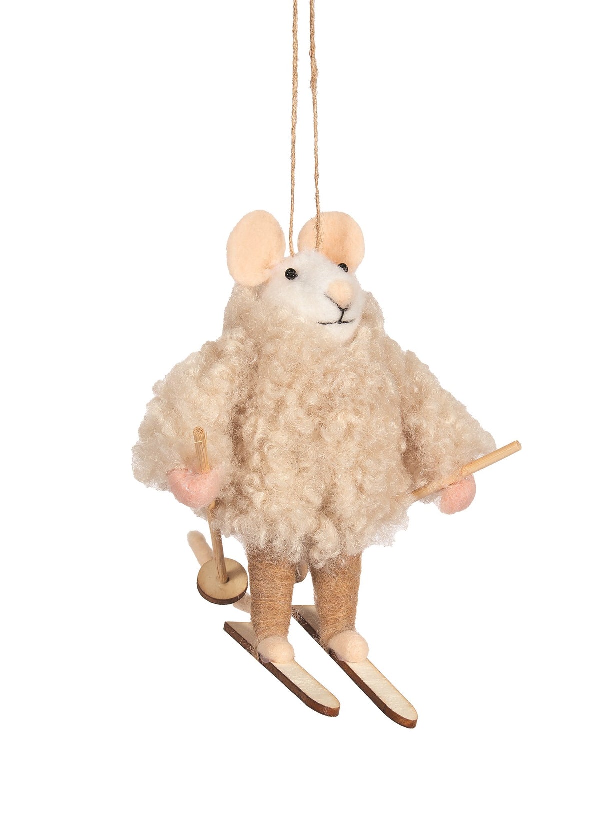 F9 - Felt Skiing Mouse in Boucle Parka Christmas Ornament
