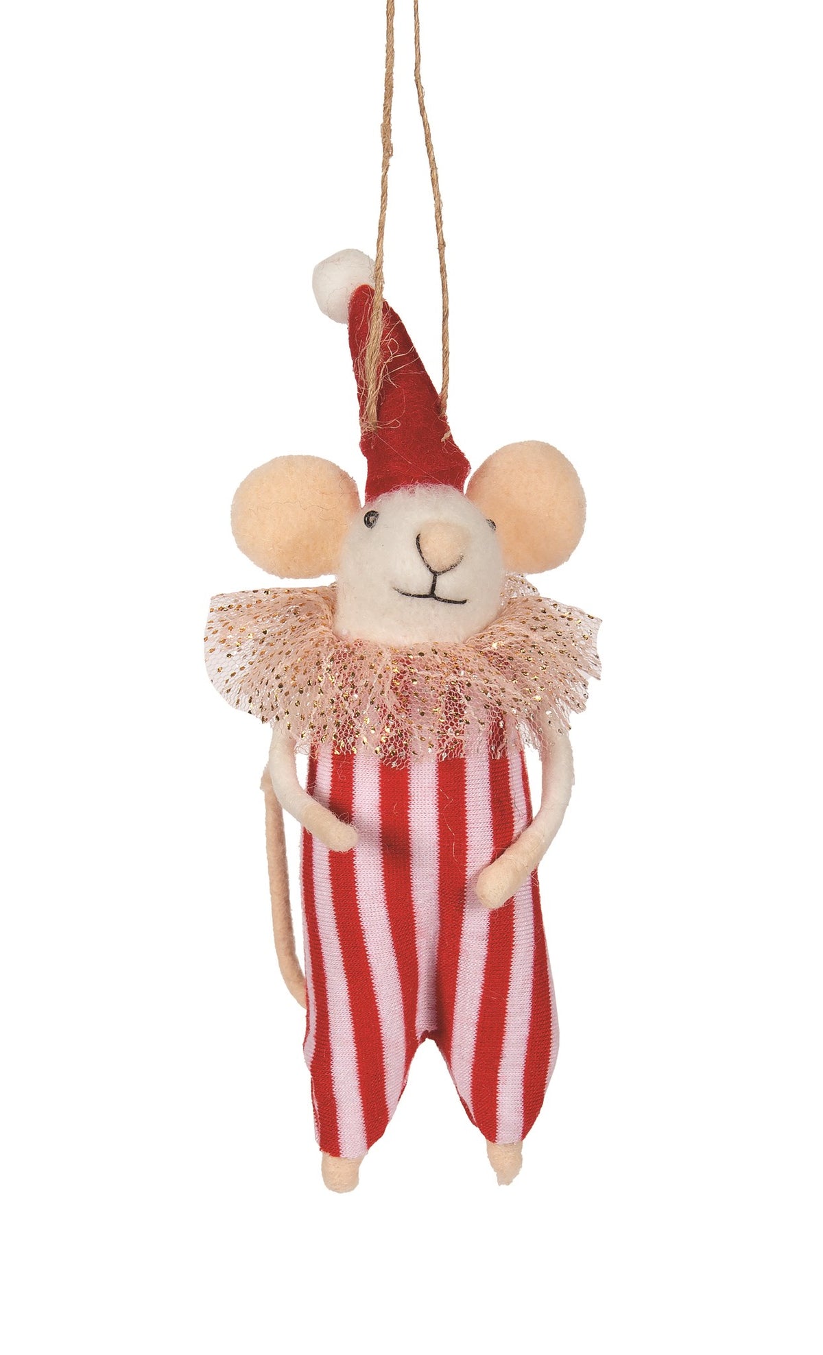 F7 - Felt Mouse Circus Clown Christmas Ornament