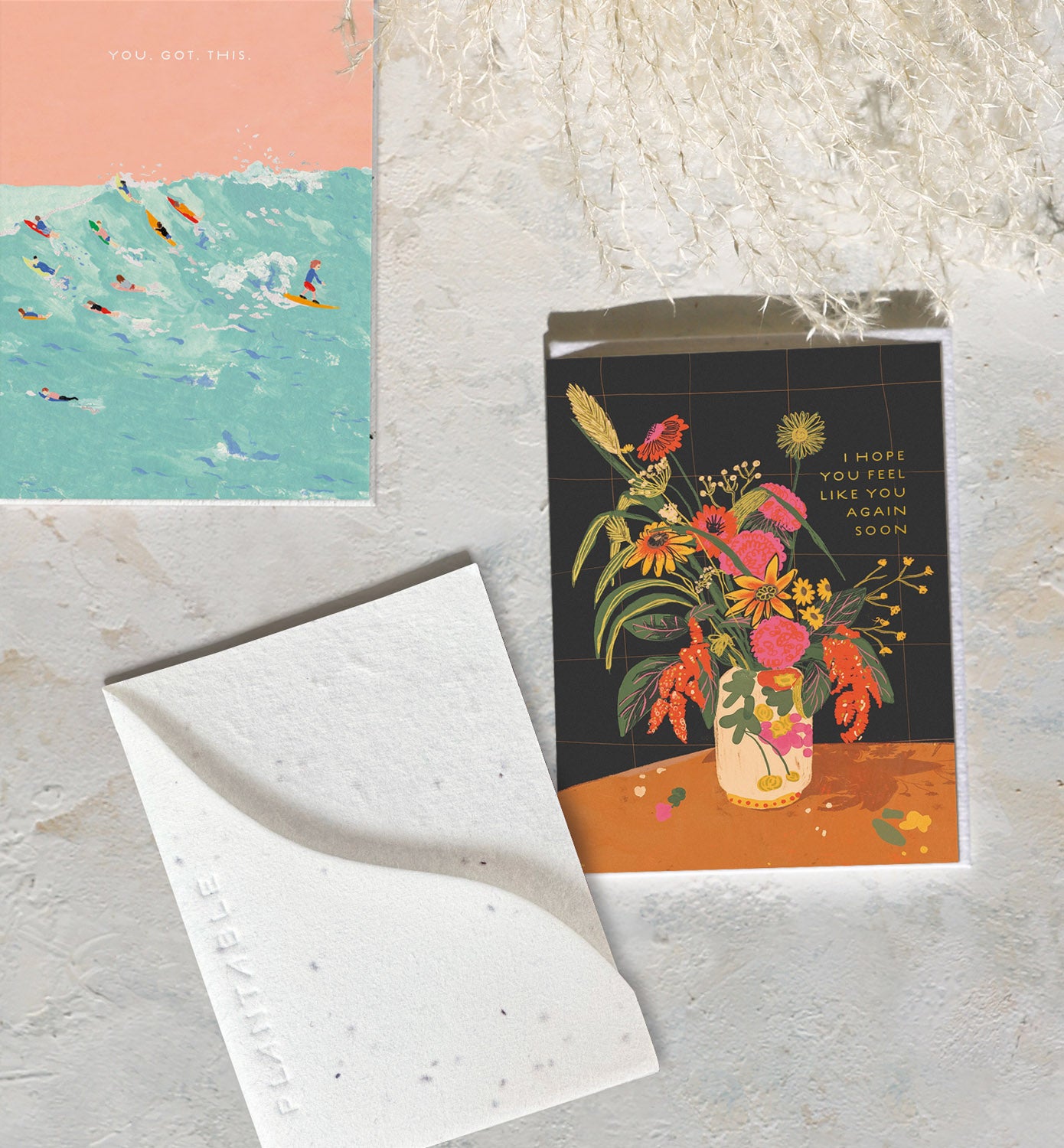 Vase Still Life Sprouts Mini Greeting Card
