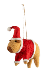 Felt Capybara With String Light Or Santa Outfit Ornament