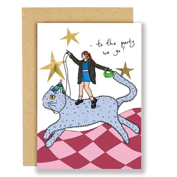 To The Party We Go Birthday Card