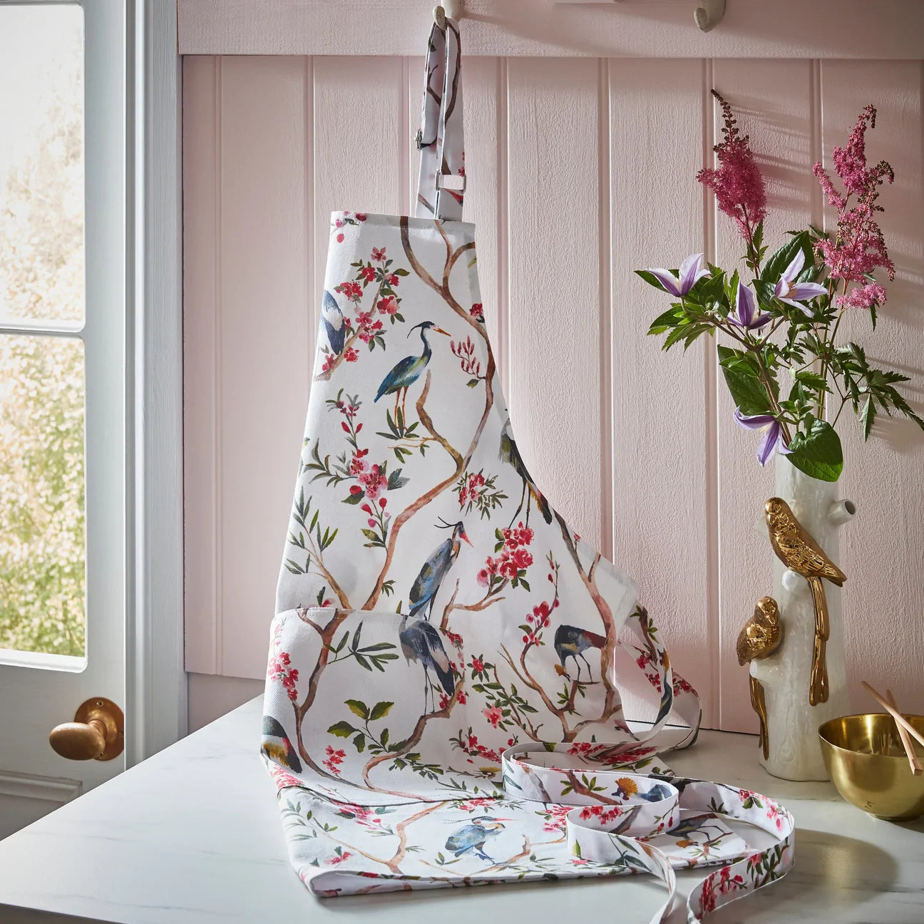 Cotton Apron Oriental Birds