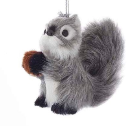 Plush Furry Grey Animal Ornament