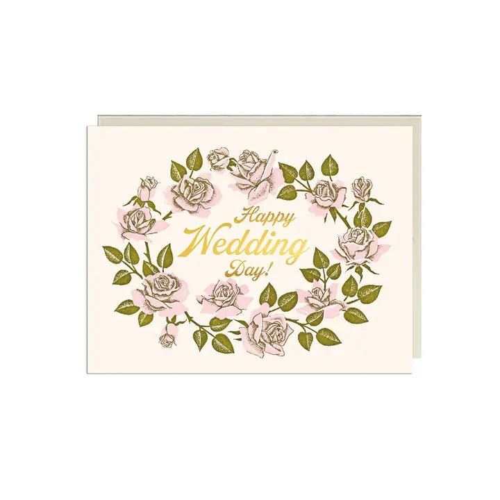 Happy Wedding Day Florals Foil Wedding Card
