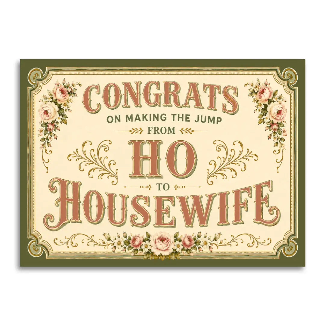 Ho to Housewife Funny Wedding Card