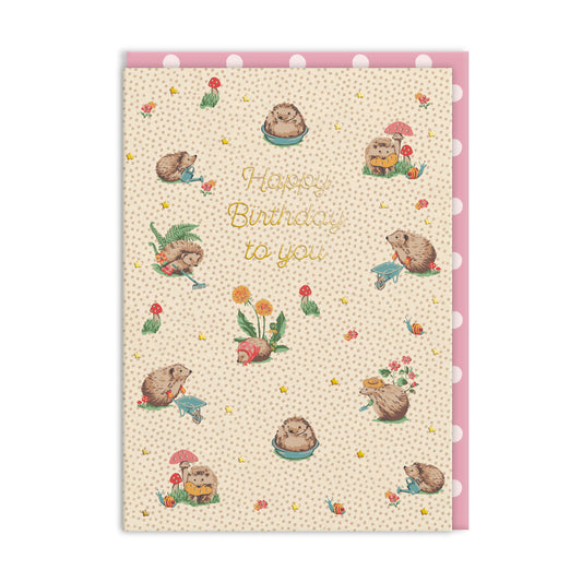Happy Birthday Hedgehogs Greeting Card