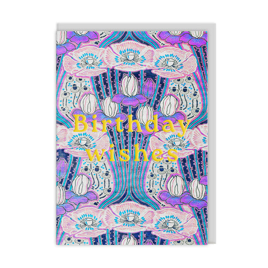 Neon Floral Art Deco Greeting Card
