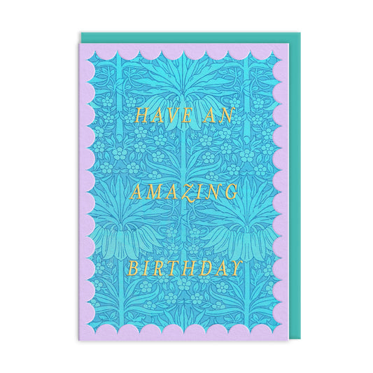 Scalloped Blue Fritillaria Greeting Card