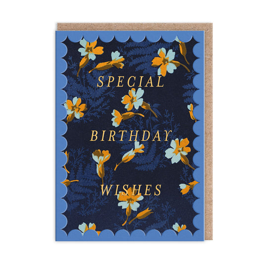 Navy and Orange Floral Greeting Card
