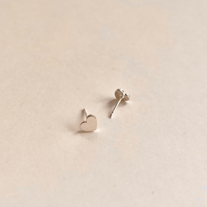 Little Flat Heart Stud Polished Sterling Silver