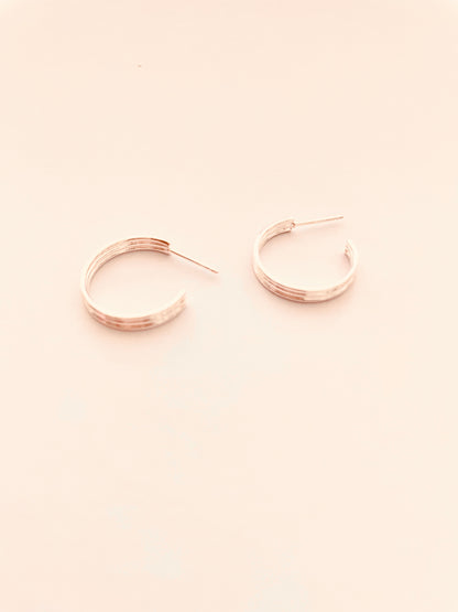 18mm Hoop With Ribs Sterling Silver Earrings
