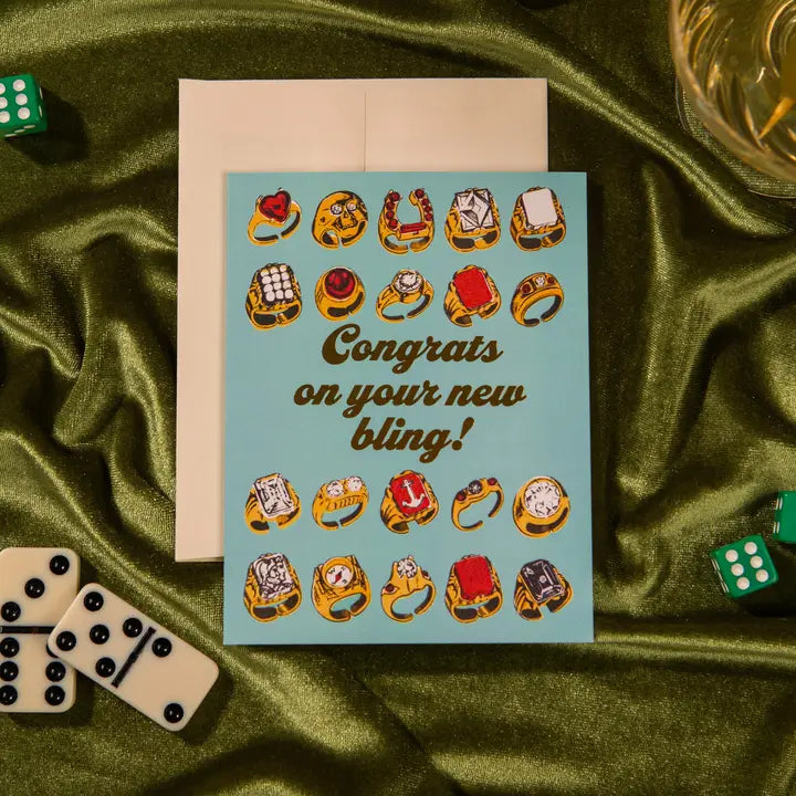 Congrats New Bling Foil Engagement Card