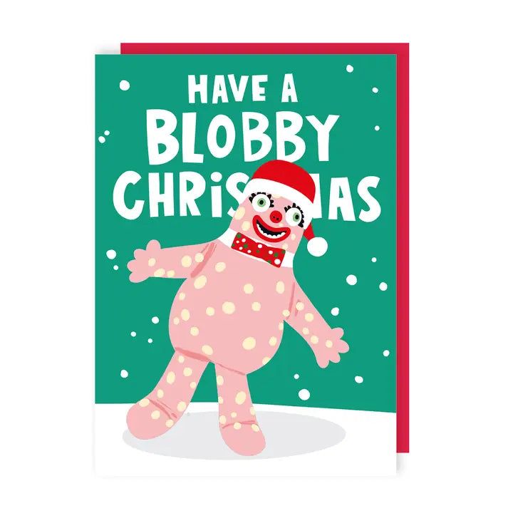 Funny Mr Blobby 90s Nostalgia Christmas Card