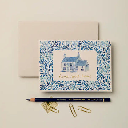 Blue Flora Home Sweet Home Card