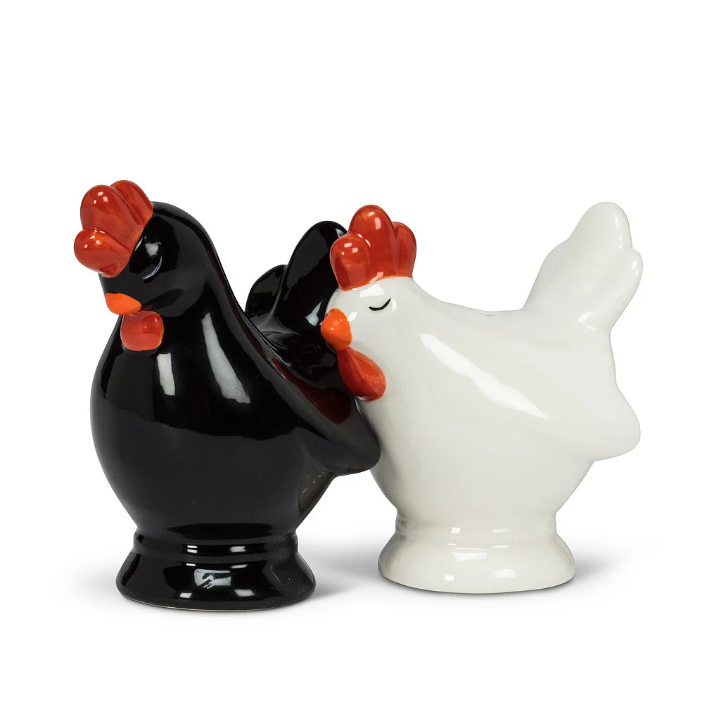 Black & White Chicken Salt & Pepper Shakers
