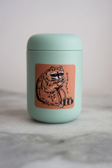 S106  Scrappy Raccoon Vinyl Sticker