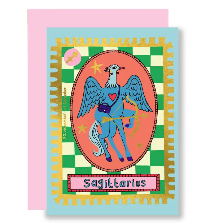 Zodiac Sagittarius Gold Foil Greeting Card