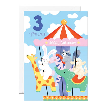 3rd Carousel Birthday Card