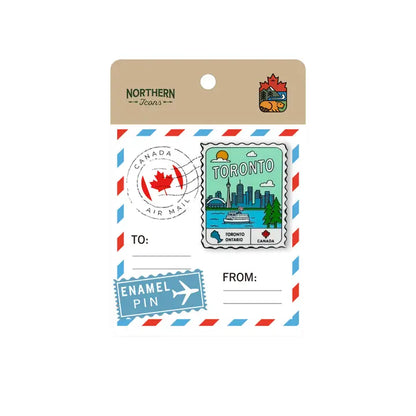 Toronto Ontario Vintage Postage Stamp Lapel Pin with Skyline & CN Tower