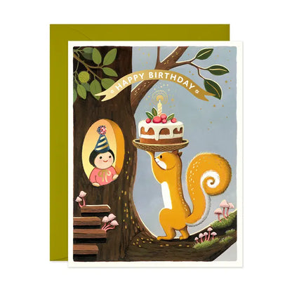 Squirrel's Cake Birthday Greeting Card