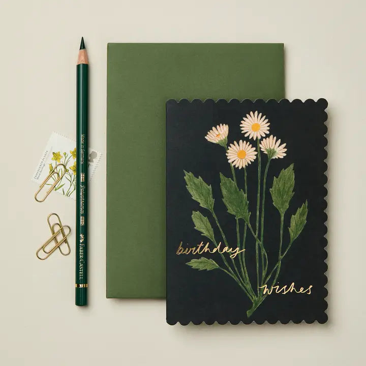 Botanical Daisy Birthday Wishes Card