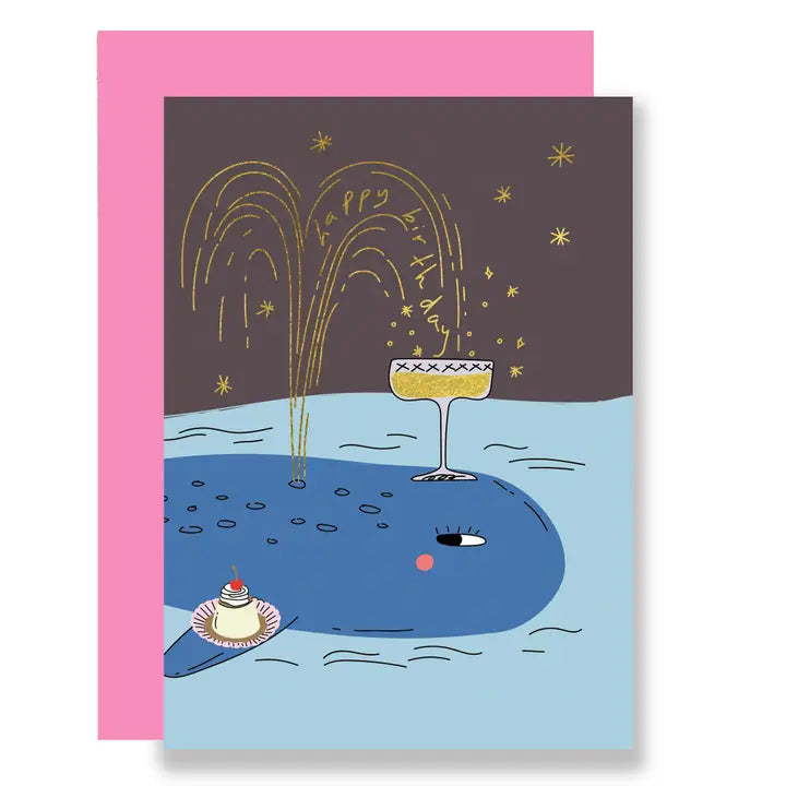 Whale In The Night Birthday Greeting Card