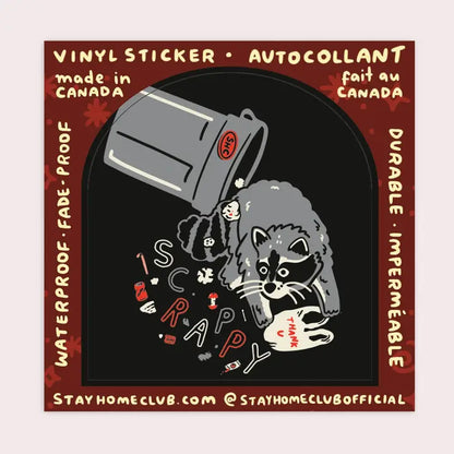 S62 Scrappy Raccoon (Trash) Waterproof Vinyl Sticker