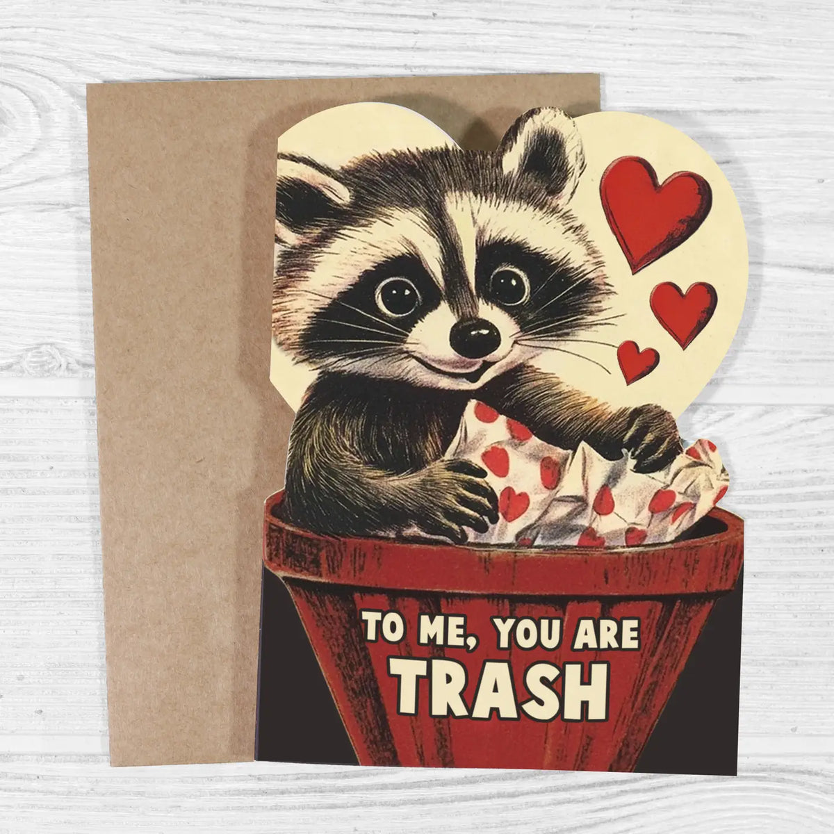To Me, You Are Trash Cute Raccoon Valentine's Day Card