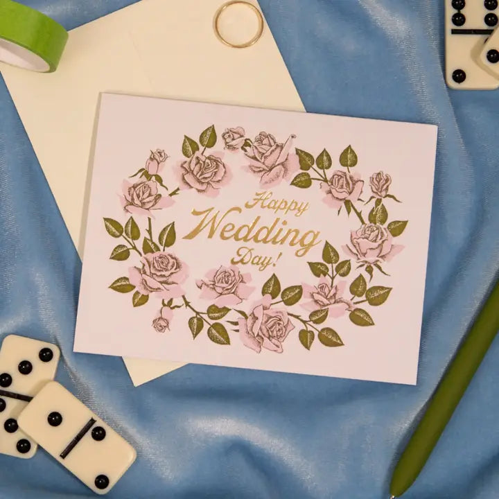 Happy Wedding Day Florals Foil Wedding Card