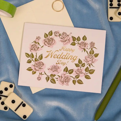 Happy Wedding Day Florals Foil Wedding Card