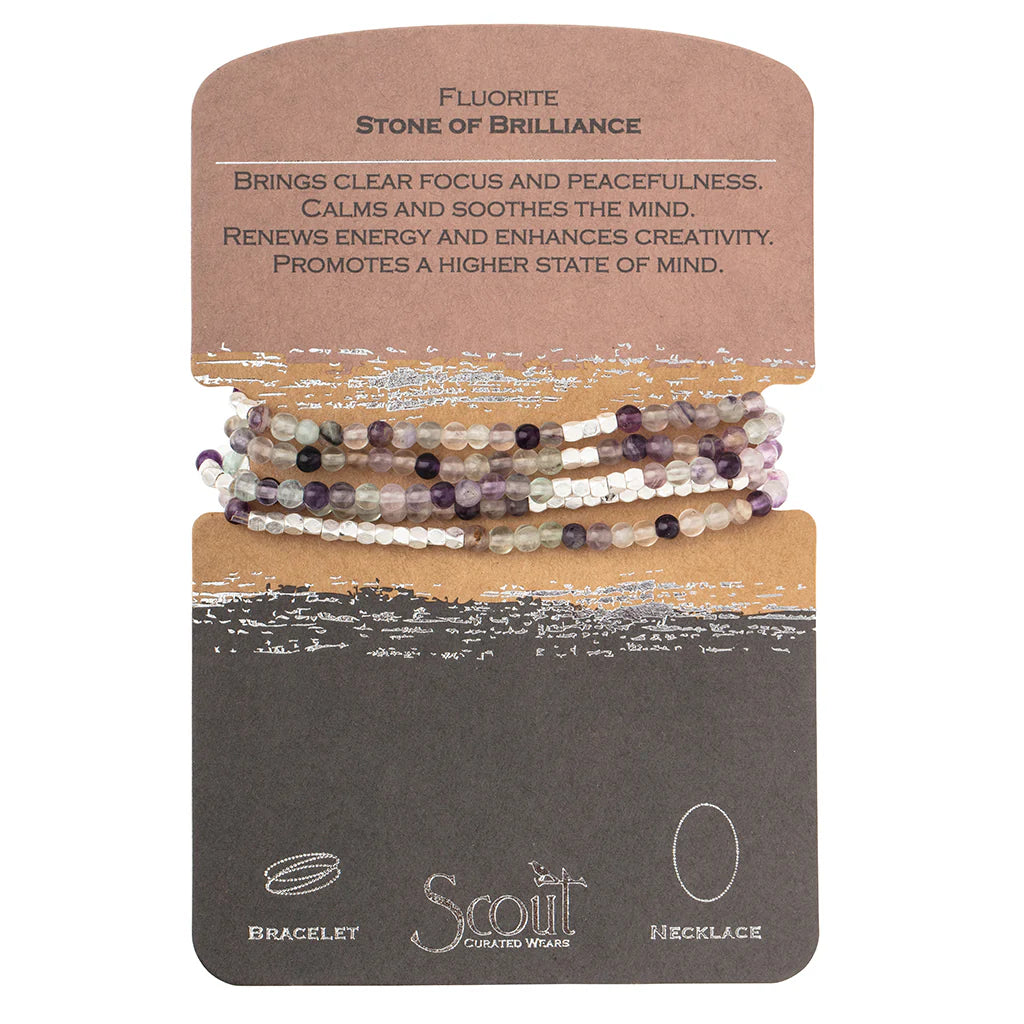 Stone Wrap Bracelet + Necklace Fluorite Silver - Stone Of Confidence