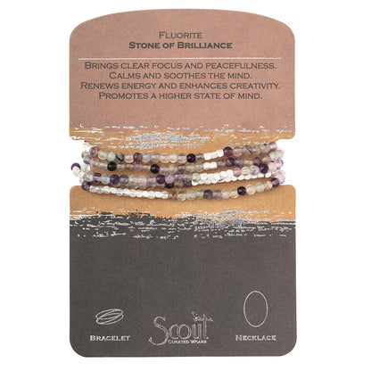 Stone Wrap Bracelet + Necklace Fluorite Silver - Stone Of Confidence