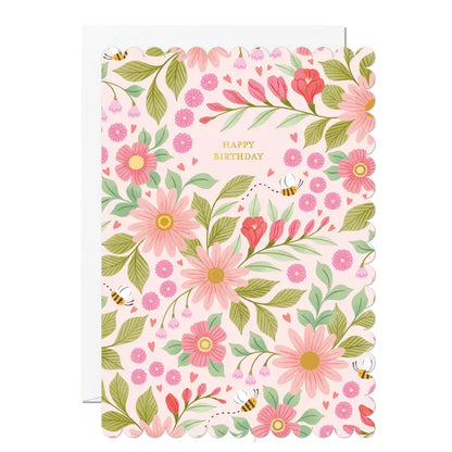 Floral Bee Birthday Card