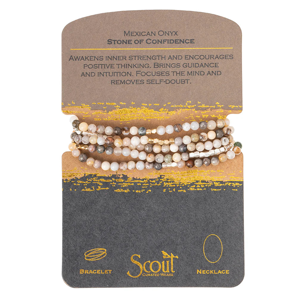 Stone Wrap Bracelet + Necklace Mexican Onyx Silver