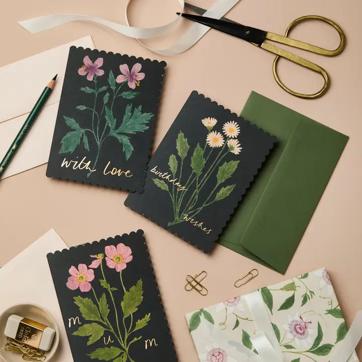 Botanical Daisy Birthday Wishes Card