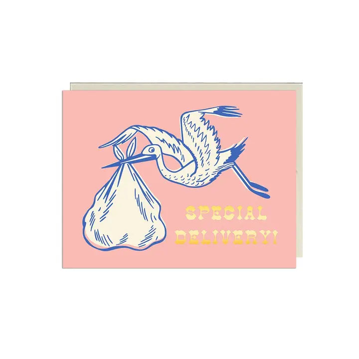 Special Delivery Stork Card Foil New Baby Card