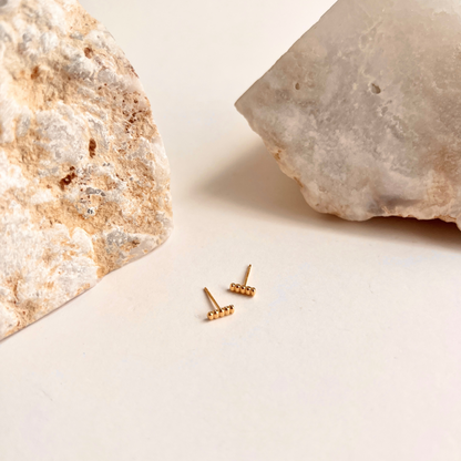 Ridged Bar Stud Earrings