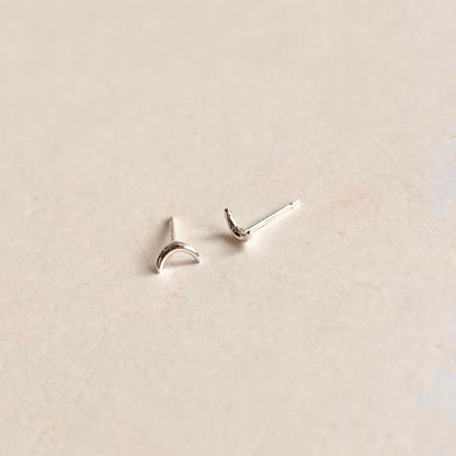 Tiny Crescent Moon Stud Earrings