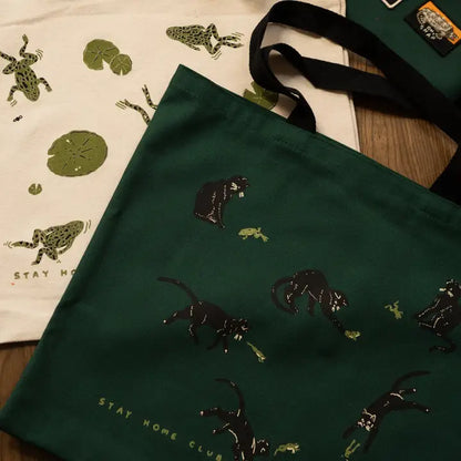 Frenemies Flat Tote | Dark Green Canvas Tote