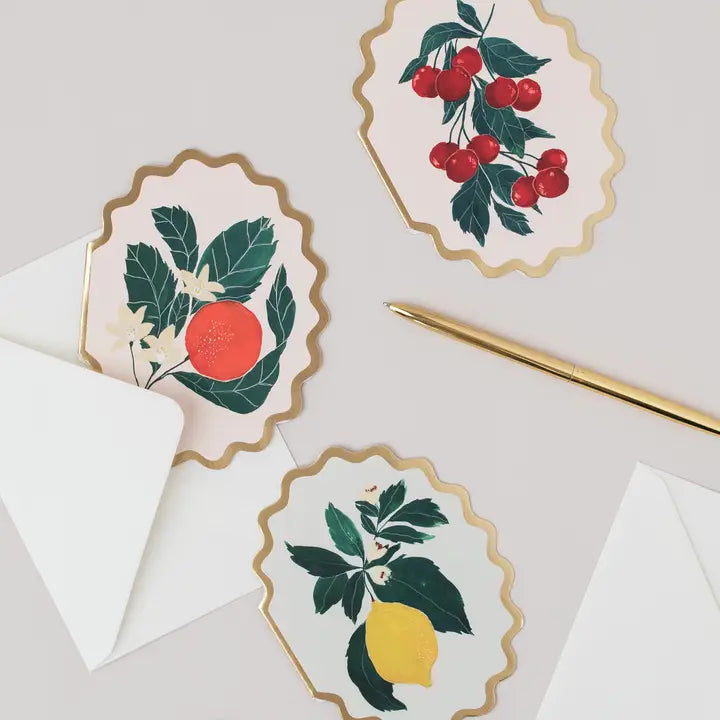Lemon Botanical Fruit Scallop Die Cut Card
