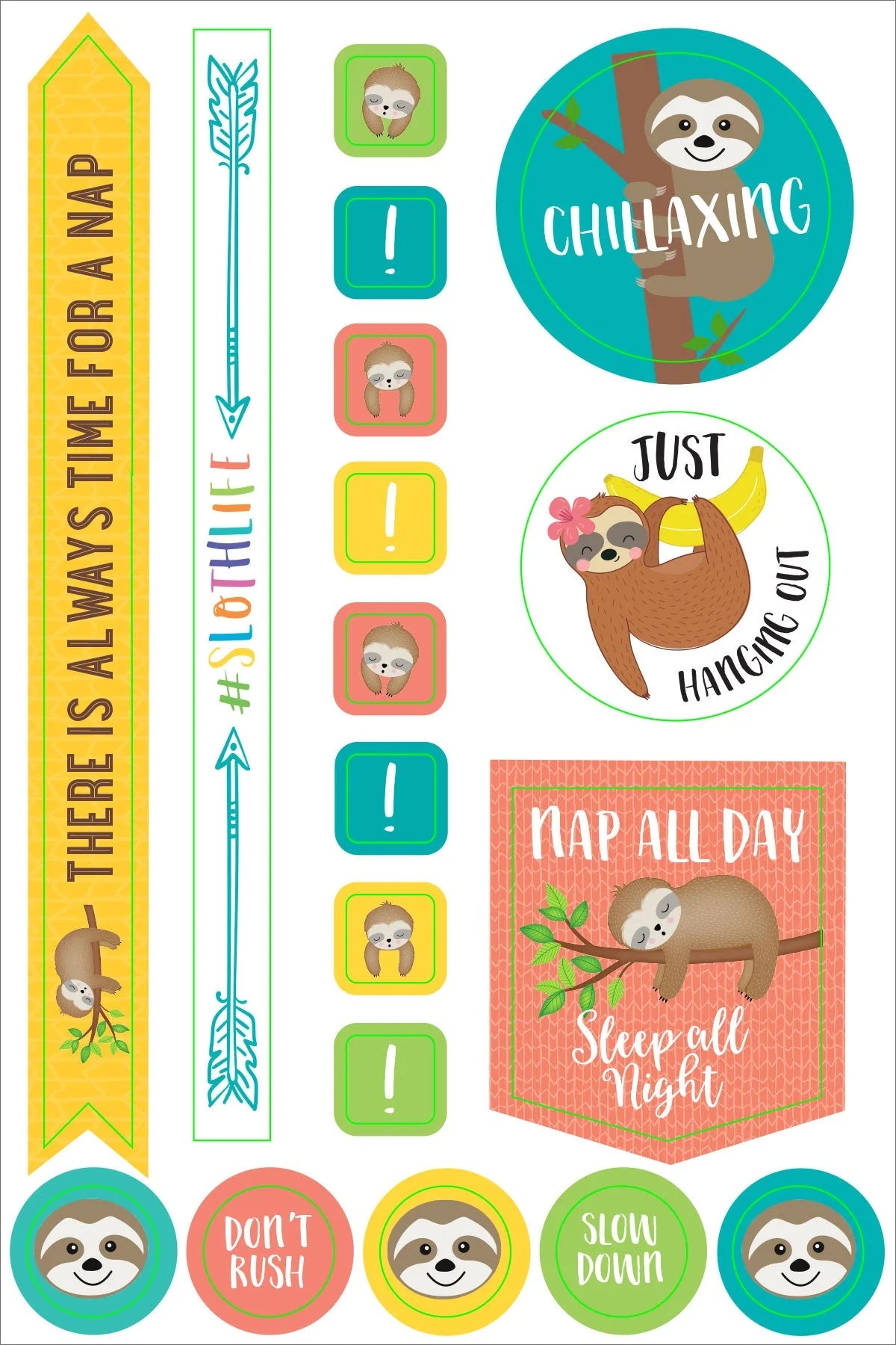 Essentials Sloth Planner Stickers