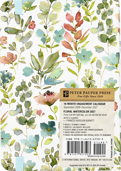2027 Floral Watercolour Weekly Planner