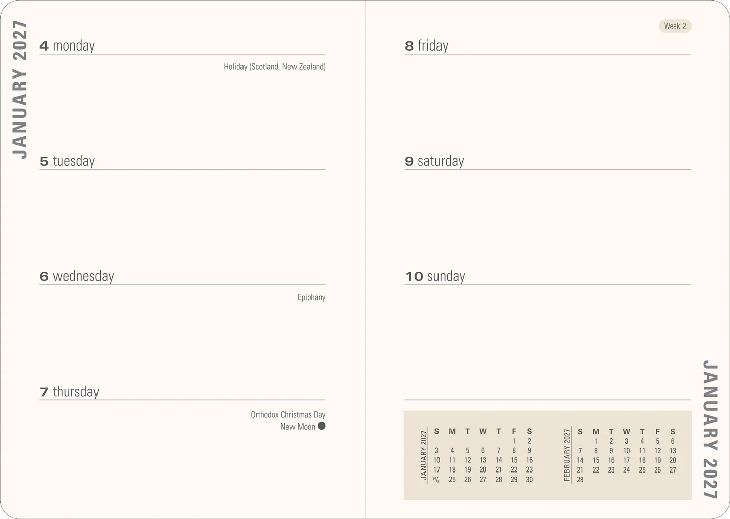 2027 Floral Watercolour Weekly Planner