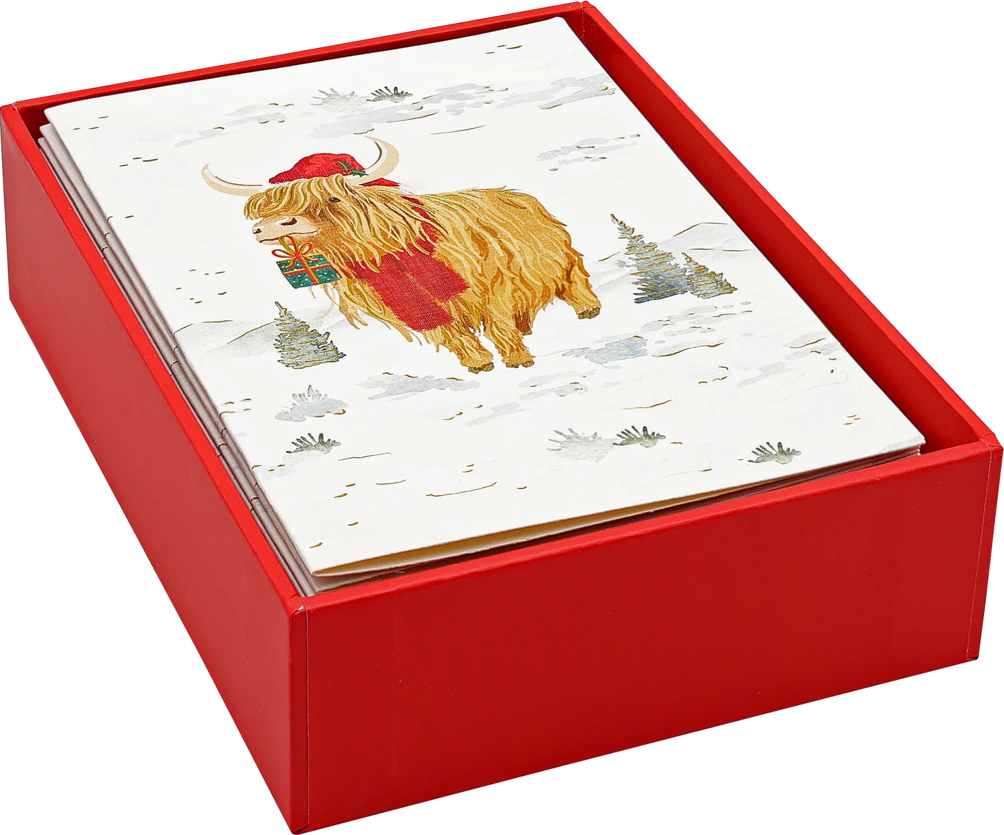 Festive Highland Cow Small Boxed Holiday Cards